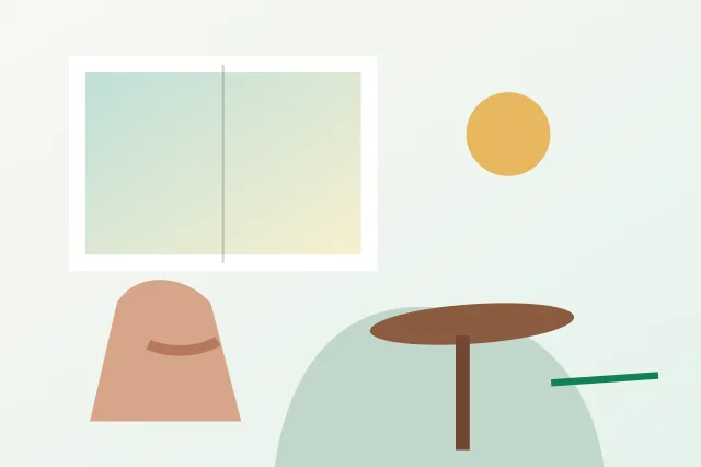 Original illustration of the accommodation's bright living space